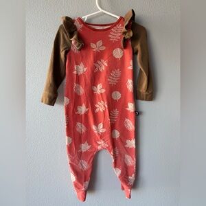 Rags light red brown fall leaves ruffle shoulder long sleeve bodysuit Sz 18-24M